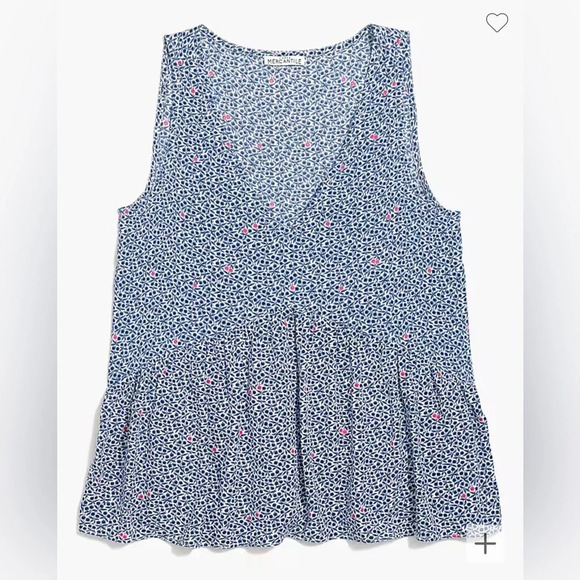 J. Crew Mercantile V Neck Floral Top With Empire Waist Navy White Pink Size M - Picture 1 of 11